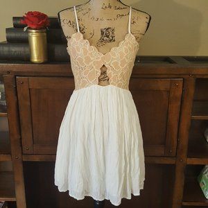 Tularosa Lace Flare Beveled Edge Mini Dress Small